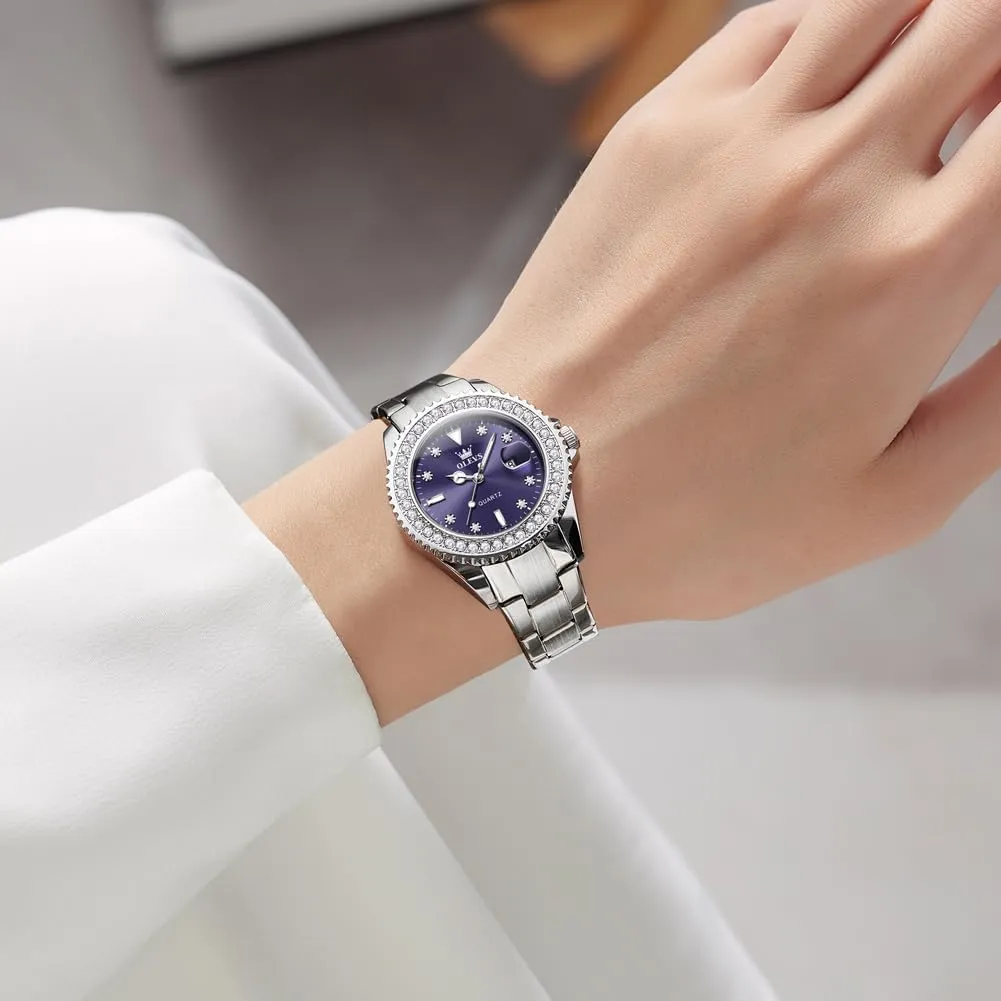 Women Wrist Watch Analog Dress Stainless Steel Ladies Watch Luminous Calendar Women Watch Green/Silver/Red Dial abut graceful grandma public palimpsest ritualize OLEVS Watches for Women Diamond with Date Luxury Leather Female Waterproof 