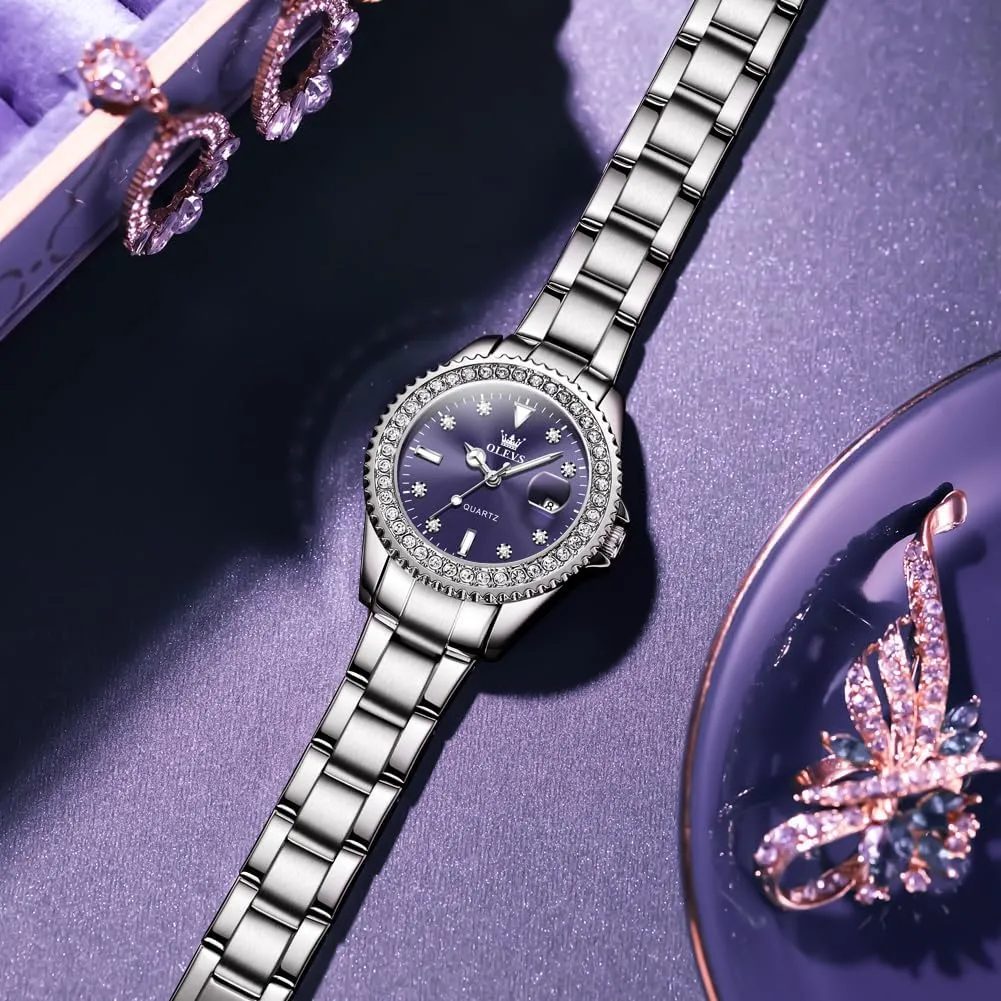 Women Wrist Watch Analog Dress Stainless Steel Ladies Watch Luminous Calendar Women Watch Green/Silver/Red Dial abut graceful grandma public palimpsest ritualize OLEVS Watches for Women Diamond with Date Luxury Leather Female Waterproof 