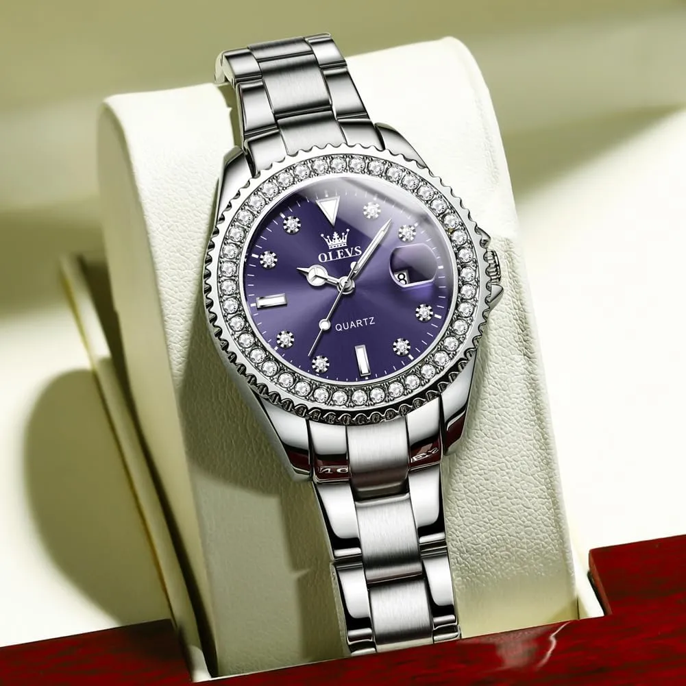 Women Wrist Watch Analog Dress Stainless Steel Ladies Watch Luminous Calendar Women Watch Green/Silver/Red Dial abut graceful grandma public palimpsest ritualize OLEVS Watches for Women Diamond with Date Luxury Leather Female Waterproof 