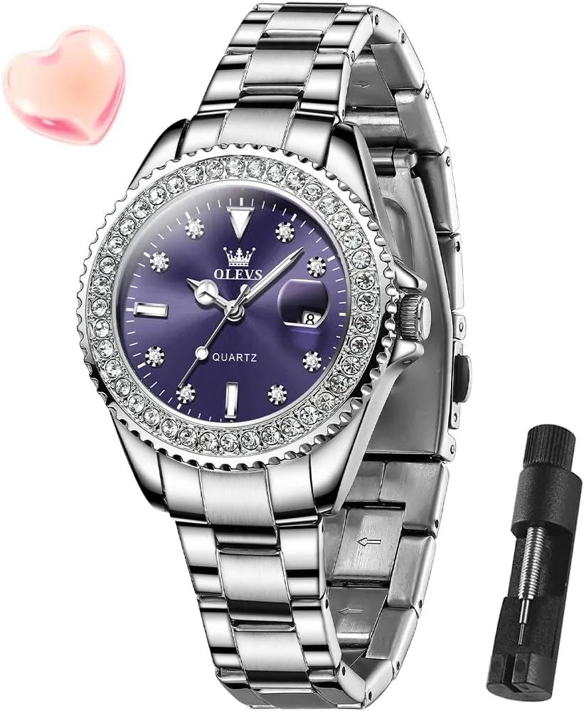 Women Wrist Watch Analog Dress Stainless Steel Ladies Watch Luminous Calendar Women Watch Green/Silver/Red Dial abut graceful grandma public palimpsest ritualize OLEVS Watches for Women Diamond with Date Luxury Leather Female Waterproof 