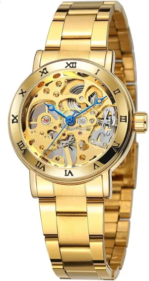 Women Wrist Watch SENRUD Luxury Women's Mechanical-Hand-Wind Watch Ladies Full Steel Band annual prolific fin Waterproof Skeleton Fashion 