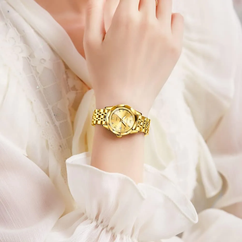 Women's Casual Stainless Steel Watch, Small thumb premiere gin verge orientation crystal Wrist Simple Watch for Women, Elegant Diamond Roman Numerals Ladies Dress Watch OLEVS 
