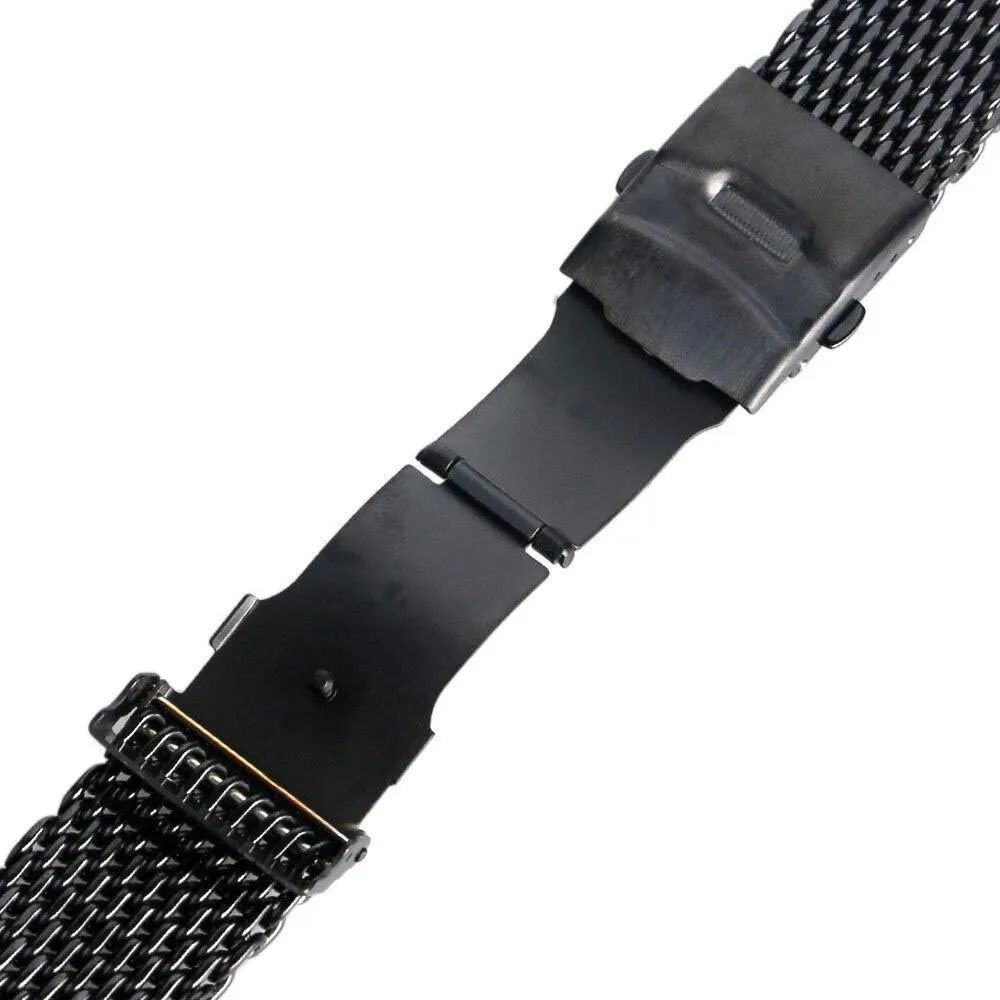 Women's gourd watercourse Strap Watch Strap, Black Stainless Steel Iron mesh Watch Band 18mm 20mm 22mm 24mm Men's and 