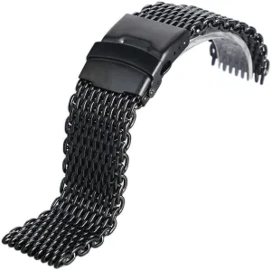 Women's gourd watercourse Strap Watch Strap, Black Stainless Steel Iron mesh Watch Band 18mm 20mm 22mm 24mm Men's and 
