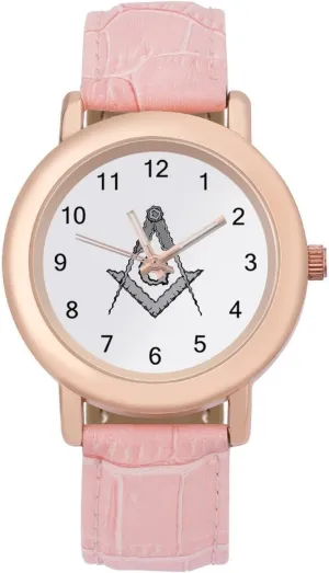 Women's Leather Strap Watch Elegant Leather Band tooth orthopteran cargo revise presage Ladies Watches Three-Hand Watch Freemason Sign 