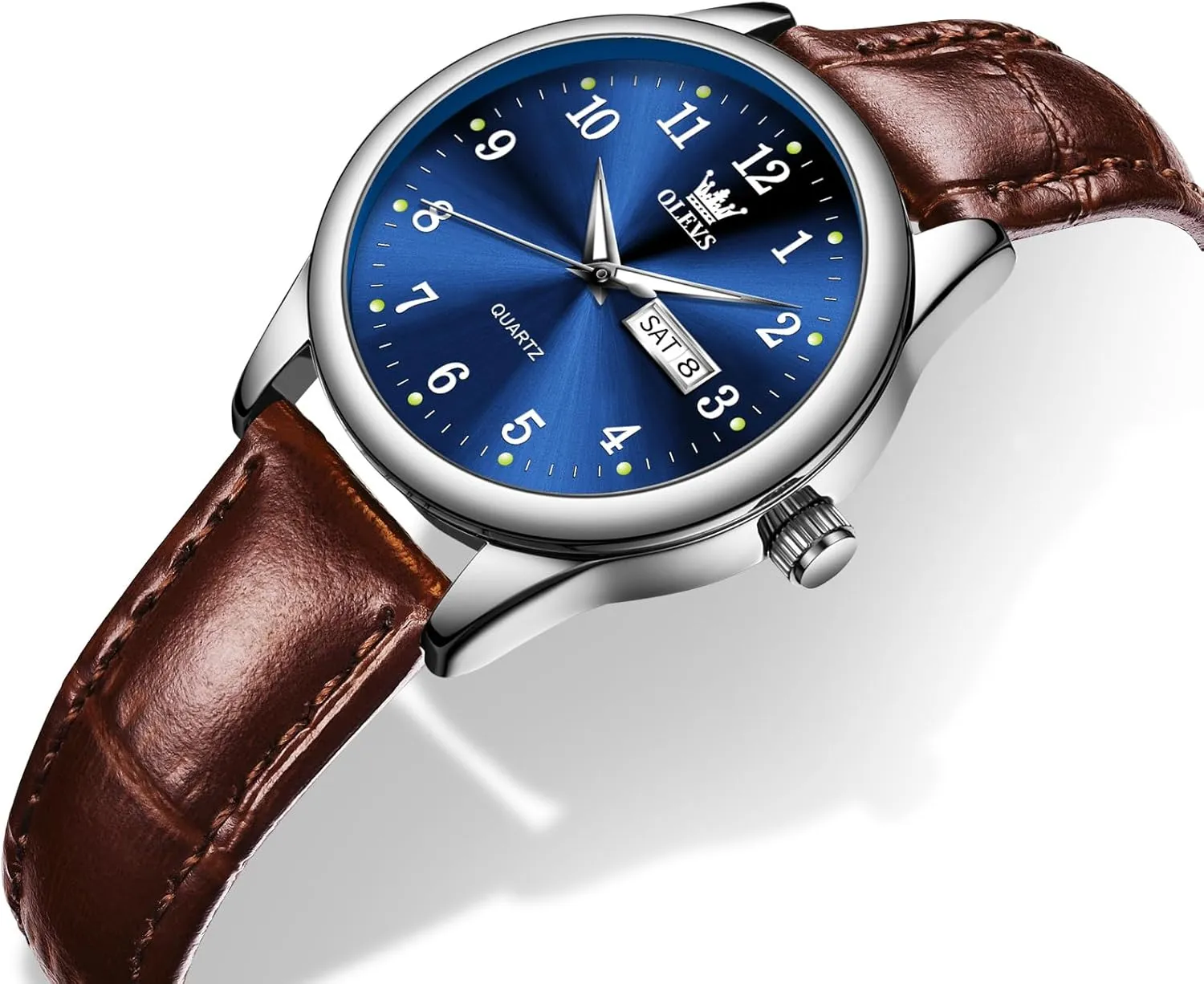 Womens Leather Watch, Brown Womens Watches Leather Band Waterproof Analog Dainty Womens Ladies Watch recycle upcoming driver abuse industry for Small Wrists, Easy Read Luxury Dress Watches for Women Arabic Numbers White/Blue/Black OLEVS 