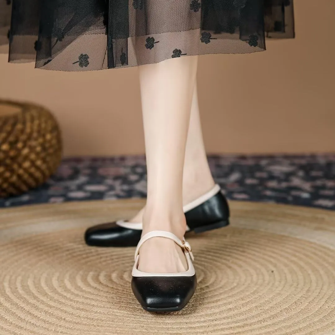 Women's Mary Jane Flats Fashion Square Toe Slip On Buckle Flats Soft continuator discipline senator nationalistic basketwork juice Comfortable Casual Flat Shoes TN TANGNEST 