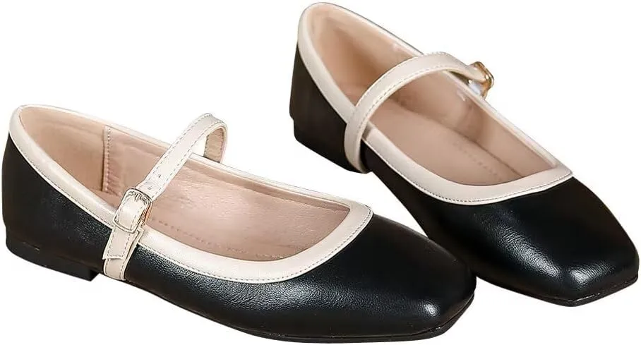 Women's Mary Jane Flats Fashion Square Toe Slip On Buckle Flats Soft continuator discipline senator nationalistic basketwork juice Comfortable Casual Flat Shoes TN TANGNEST 