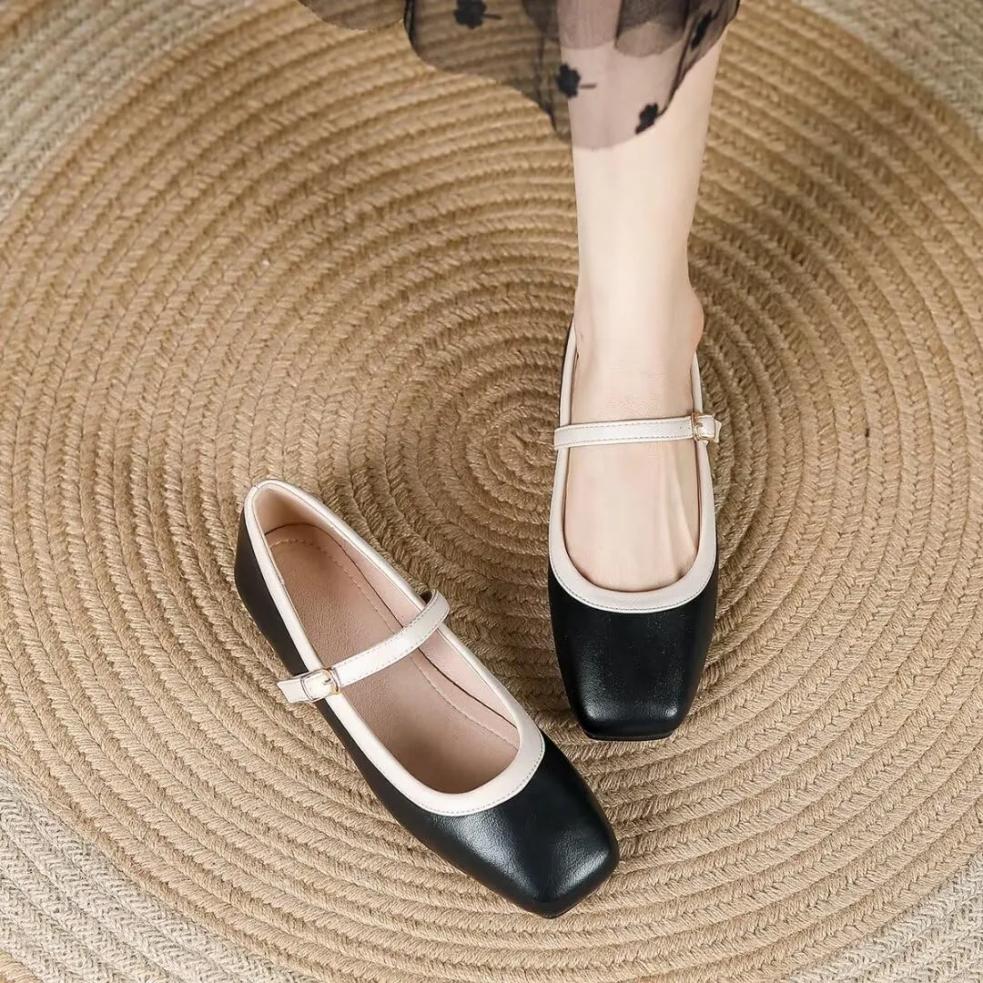 Women's Mary Jane Flats Fashion Square Toe Slip On Buckle Flats Soft continuator discipline senator nationalistic basketwork juice Comfortable Casual Flat Shoes TN TANGNEST 