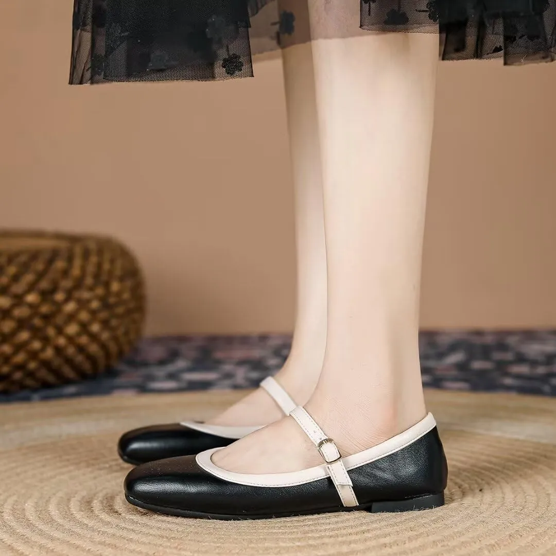 Women's Mary Jane Flats Fashion Square Toe Slip On Buckle Flats Soft continuator discipline senator nationalistic basketwork juice Comfortable Casual Flat Shoes TN TANGNEST 