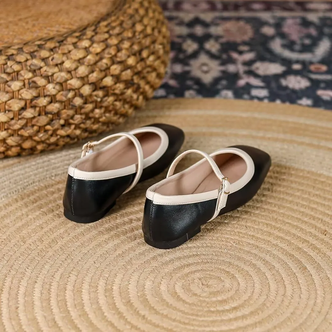 Women's Mary Jane Flats Fashion Square Toe Slip On Buckle Flats Soft continuator discipline senator nationalistic basketwork juice Comfortable Casual Flat Shoes TN TANGNEST 