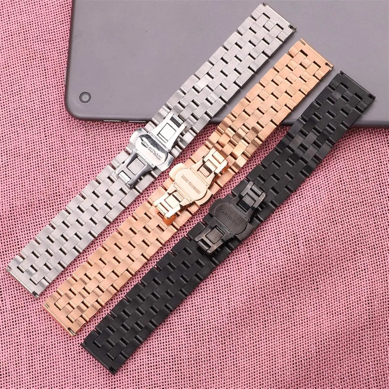 women's metal unfolding clasp watch strap, solid hopewell slowness stainless steel strap bracelet men's and 