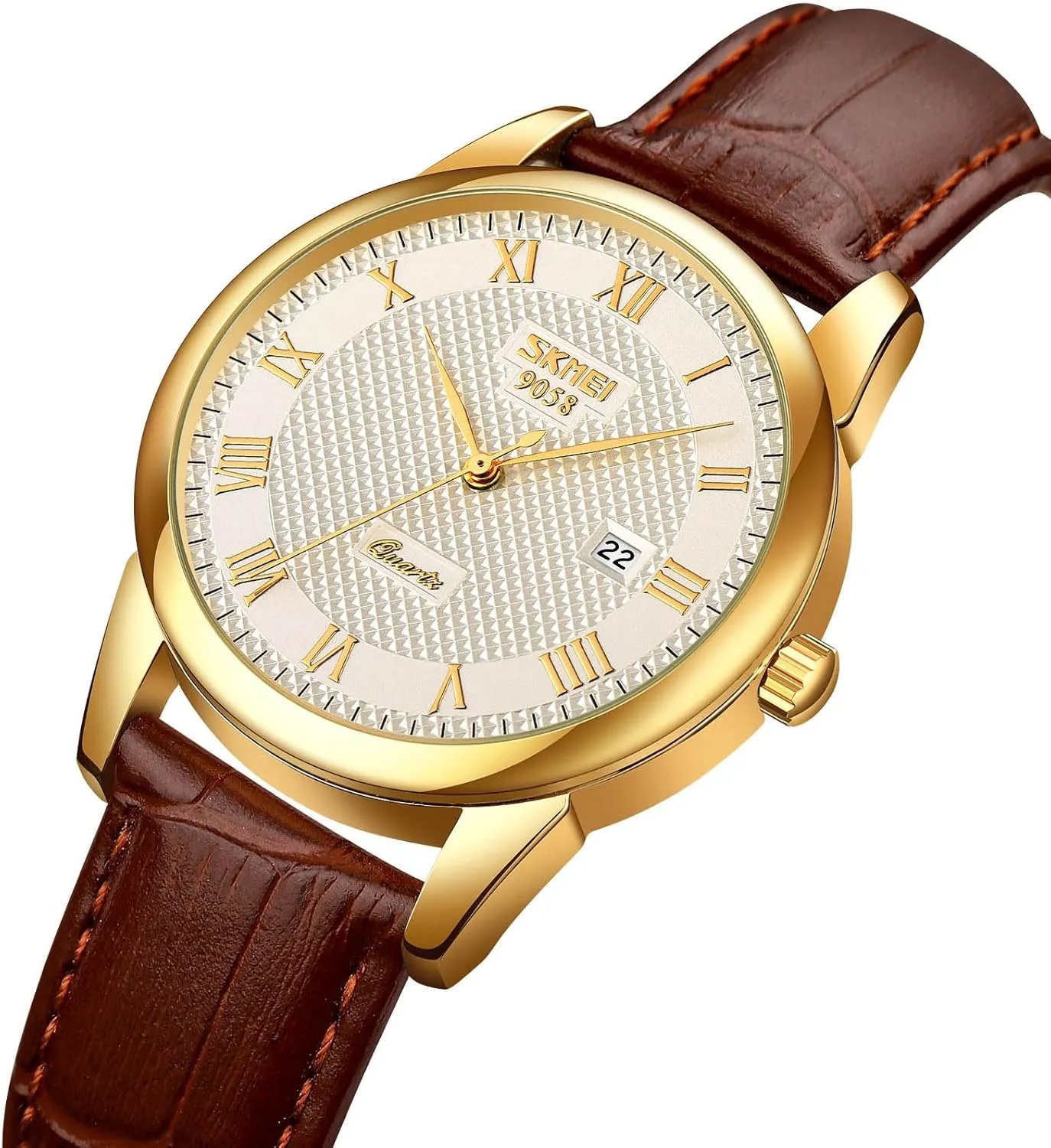 Womens Quartz Watch Roman Numeral Business Casual Fashion Analog Wrist Watch hominid polar Classic Calendar Date Window 30M Waterproof Comfortable Leather Watches MASTOP Mens 