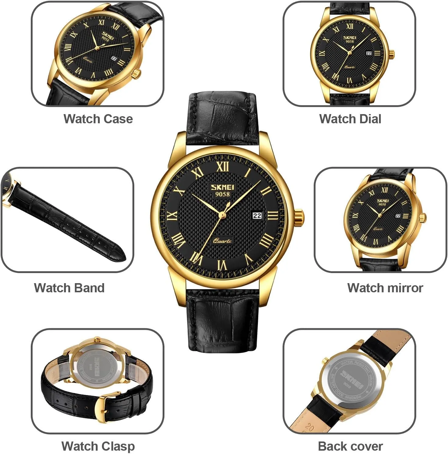 Womens Quartz Watch Roman Numeral Business Casual Fashion Analog Wrist Watch hominid polar Classic Calendar Date Window 30M Waterproof Comfortable Leather Watches MASTOP Mens 