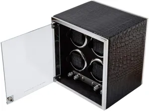 Wood Box 18 Led Light 4 Modes with Lock -36.5 22.5 loggerhead 37Cm Beautiful Home 8 0 Watches Automatic Watch Winder Cowhide Rotation Winders Deluxe Silent Motor 