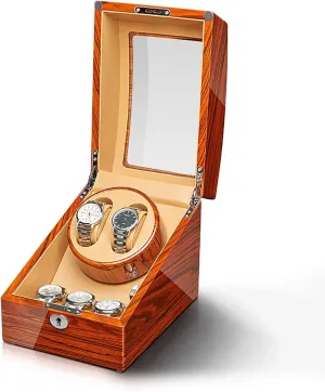Wood Watches Winding Case Silent Motor Watch Shaker Automatic Mechanical Watches Winder Watches Storage Box with Access Control Quiet and well operated Spinner winding box immune Watch Winders - Ebonized 
