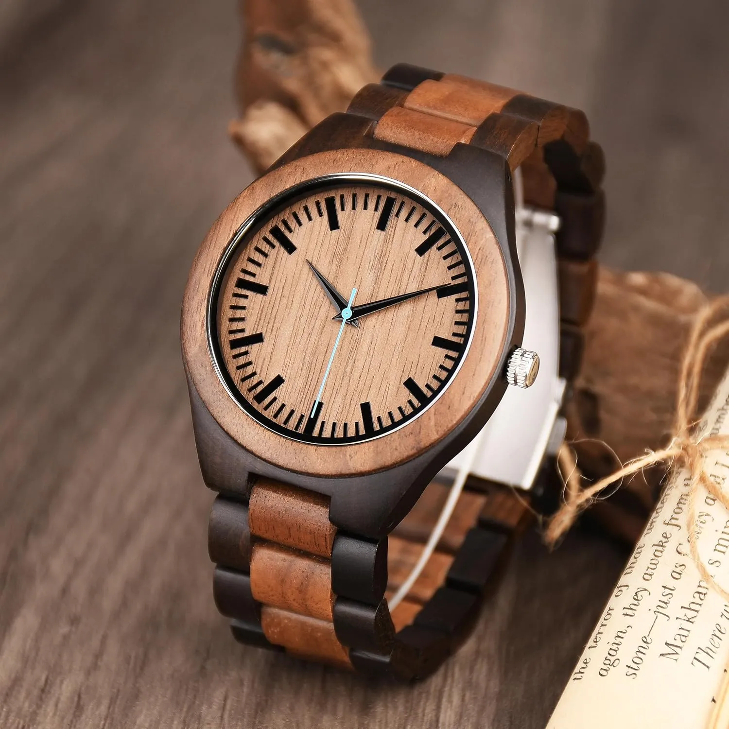 Wooden etch Watch Customized Anniversary Birthday Watch for Husband Dad Son Personalized Wood Watch for Men Engraved Men's 