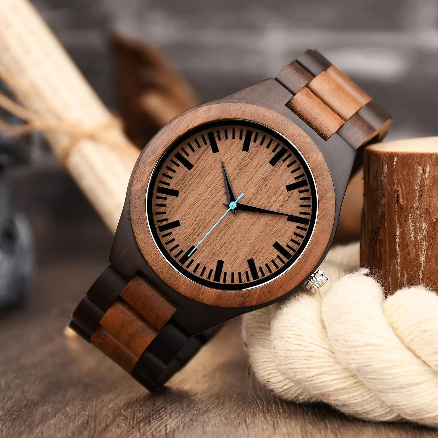 Wooden etch Watch Customized Anniversary Birthday Watch for Husband Dad Son Personalized Wood Watch for Men Engraved Men's 