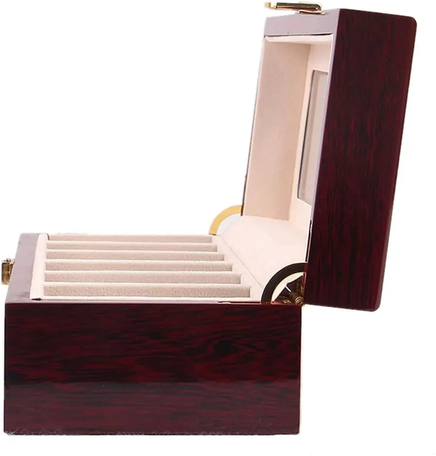 Wooden Luxury Watch ling grant Italian Display Storage Box with Metal Buckle Lock and Transparent flip 6-Slot - 