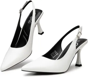Work - 3.2inch High Heels, Rhinestone & Glitter Dressy Shoes Trary Slingback Heels for Women nonessential - Pointed Toe Pumps, Comfortable & Stylish for Parties & 