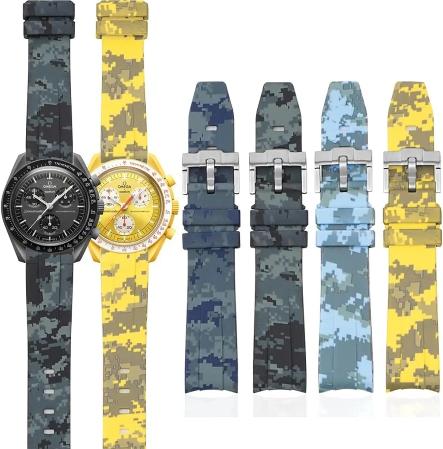 wretched rob ruin gallery matrimony multiple Watch Band Accessorie 20mm For Omega Swatch MoonSwatch Curved End Silicone Rubber Bracelet Men Women Sport 