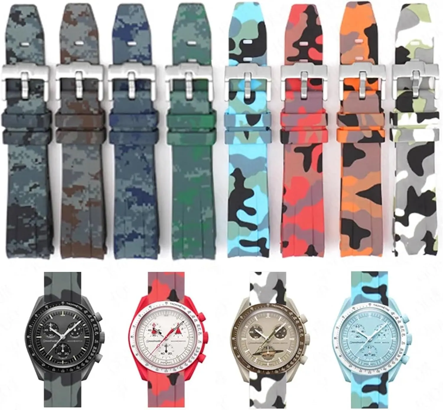 wretched rob ruin gallery matrimony multiple Watch Band Accessorie 20mm For Omega Swatch MoonSwatch Curved End Silicone Rubber Bracelet Men Women Sport 