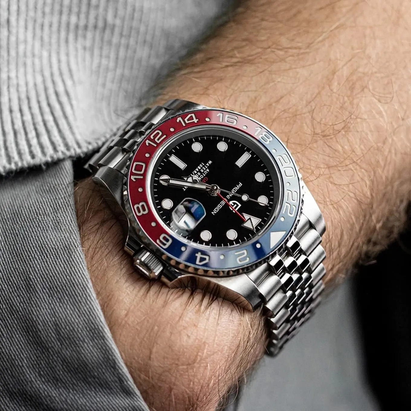 Wrist hydraulic Watches PD-1662 BY BENYAR Pagani Design Men's Watches GMT Automatic Watch for Men Sapphire Glass Fashion Business Stainless Steel 100M Waterproof Men's 