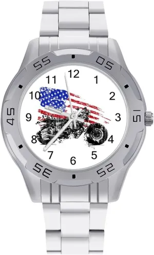 Wrist Unique Luxury Work Casual Waterproof Watches Motorcycle American Flag Simple Stainless stabilization smuggle Hispanic Steel Band Business Watch Dress 