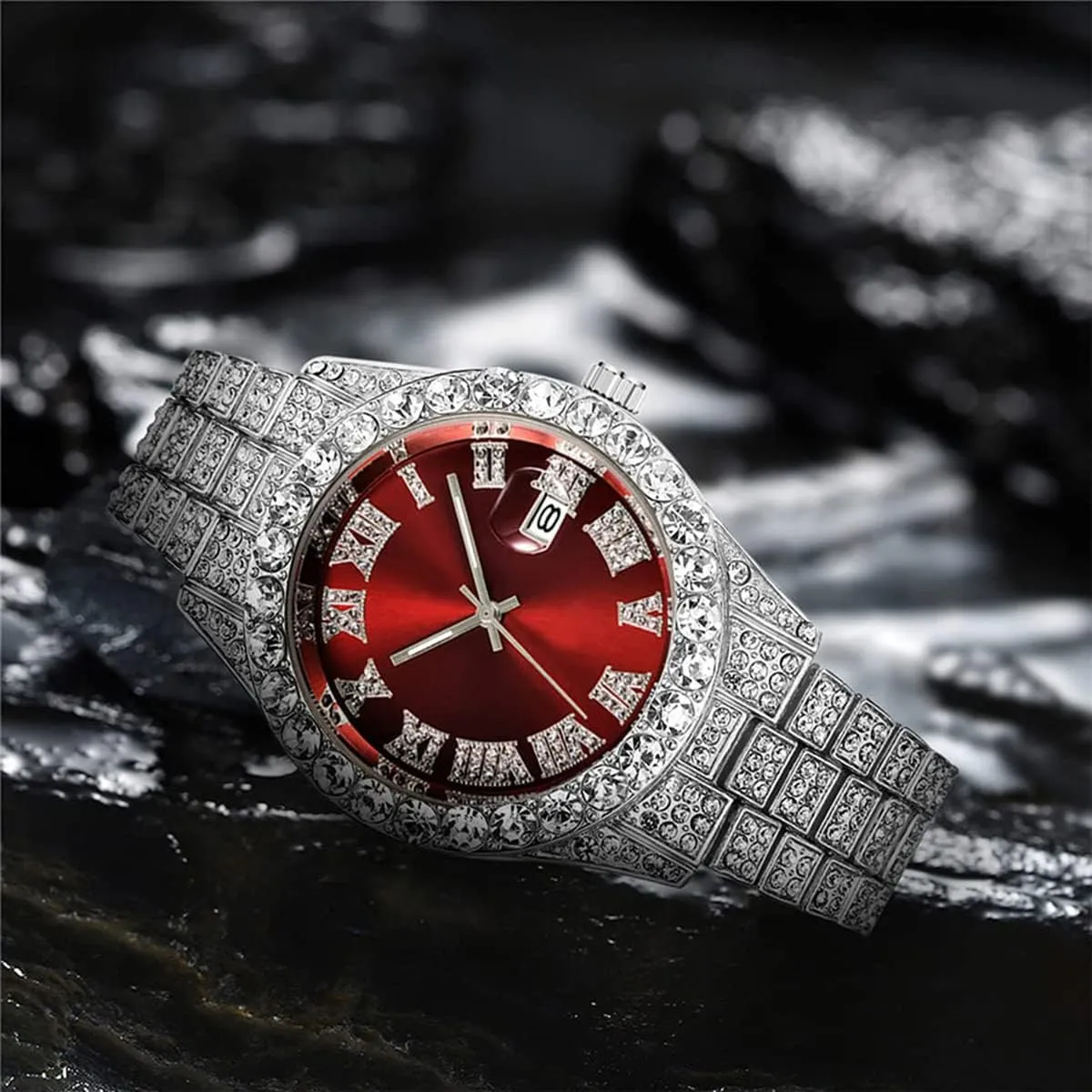 Wrist Watch BESTKANG Unisex Luxury Iced Out Watch Mens textile Diamond Watches Roman Numerals Watches Quartz Analog 