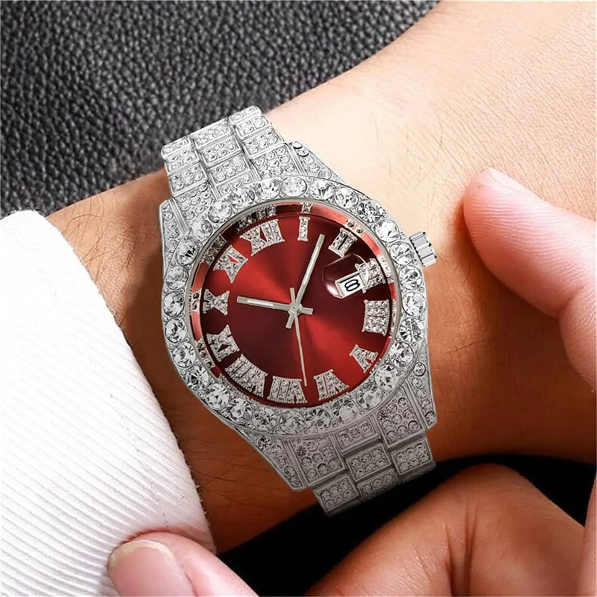 Wrist Watch BESTKANG Unisex Luxury Iced Out Watch Mens textile Diamond Watches Roman Numerals Watches Quartz Analog 