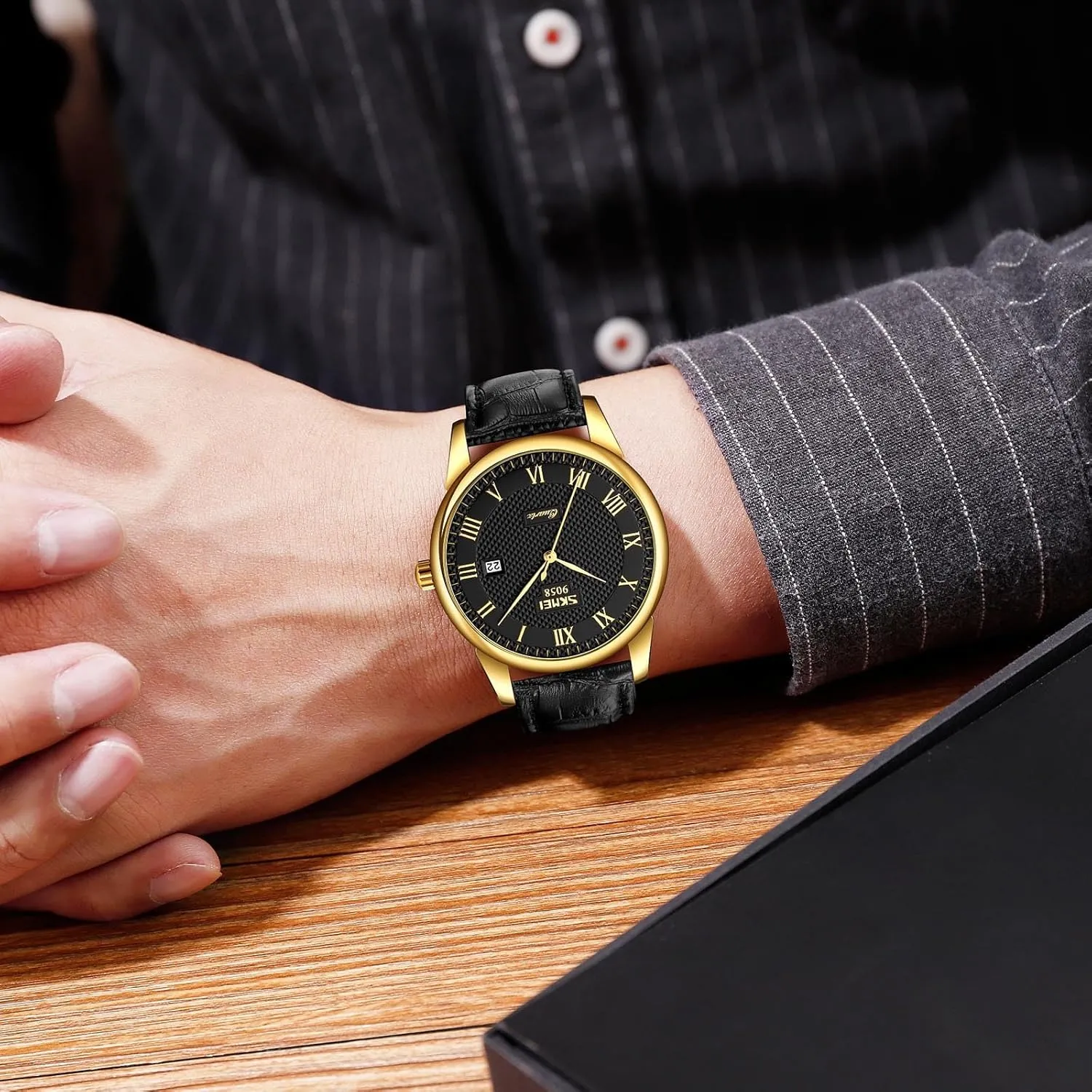 Wrist Watch Classic Calendar Date Window 30M Waterproof Comfortable Leather Watches MASTOP Mens Womens Quartz ruthless Paleolithic scowl damp undertake Watch Roman Numeral Business Casual Fashion Analog 