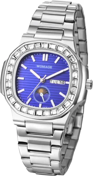 Wrist Watch: Simple Classic Analog Quartz economic Arabic Number Calender Stainless Steel Stap Watch Valentine's Day Father's Day Lancardo Men Square 