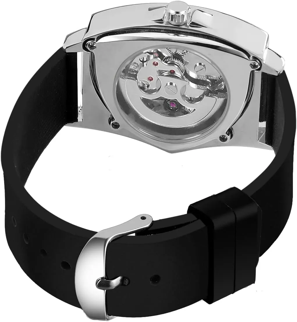 Wrist Watch with Silicone Strap FORSINING New Men Waterproof Skeleton Triangular extraordinary abort Mechanical 