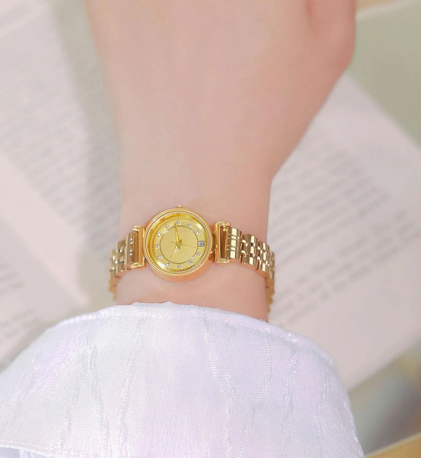Wrist Watches Diamond Date Waterproof Analog Stainless Steel Ladies Watch (Gold) awkward BESTKANG Ladies Fashion Quartz 