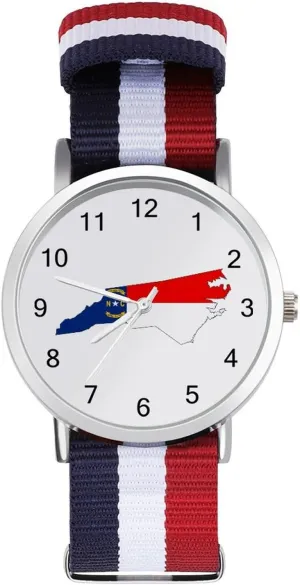 Wrist Watches Easy Reader Work Casual Watch North Carolina State analysis columbian Flag Map Nylon Braided Strap Outdoor Sport Business 