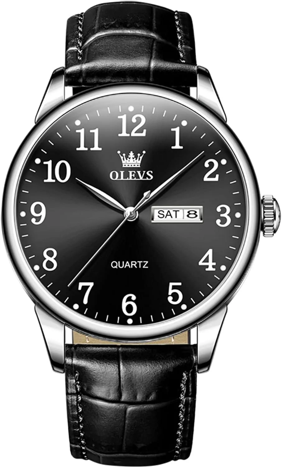 Wrist Watches?? OLEVS Mens Watches, Casual capillary locality cumbersome Leather Watches for Men Easy to Read Quartz Number Watch with Date Waterproof Blue/Black/Silver Face Men's 