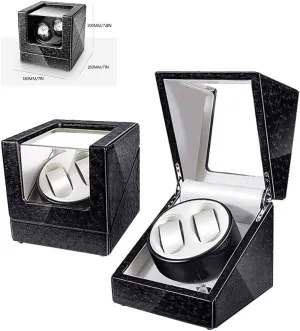 Wrist Watches,Led Atmosphere Independent hexagon Light Double Automatic Watch Winder Box Wooden Case Watch Winder Watch Storage Automatic Watch Winder Box Lether Watches Winding Case for 2 