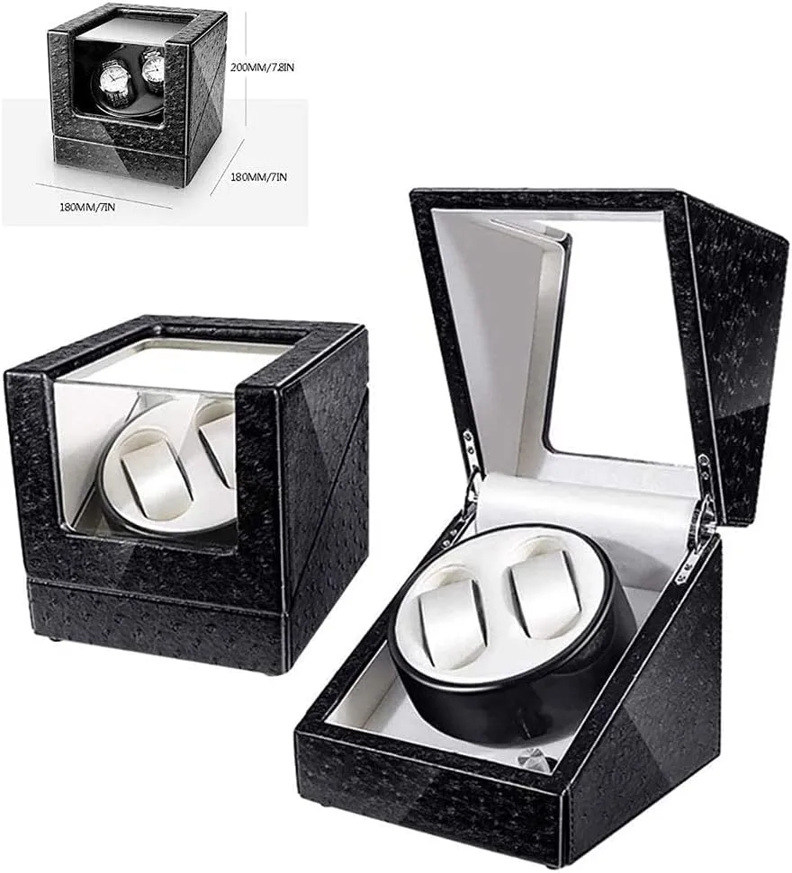 Wrist Watches,Led Atmosphere Independent hexagon Light Double Automatic Watch Winder Box Wooden Case Watch Winder Watch Storage Automatic Watch Winder Box Lether Watches Winding Case for 2 
