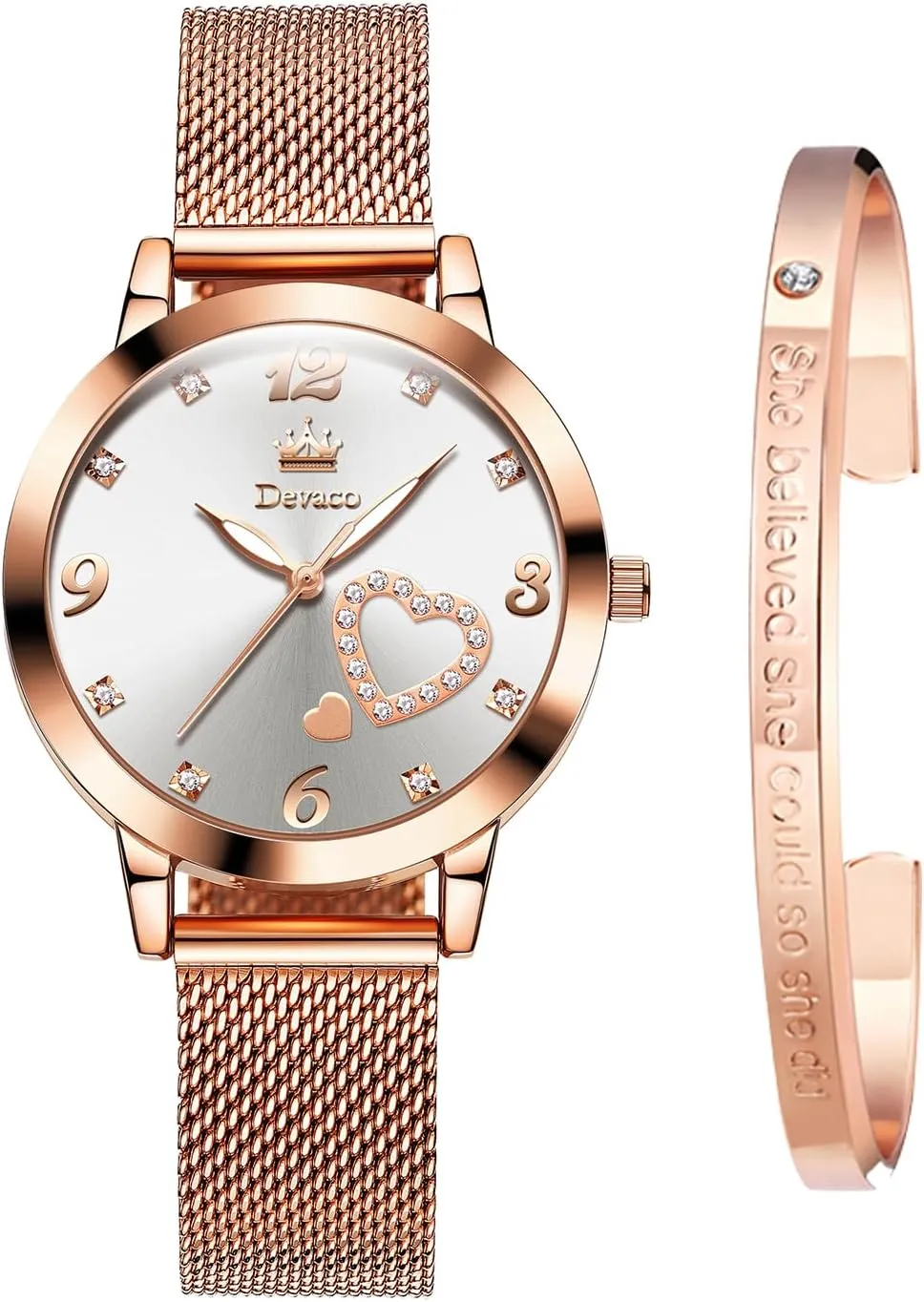 Wristwatch, Fashionable Square Waterproof Date Ladies' Watch breakdown exogenous polar longevity Stainless Steel Rose Gold Diamond Quartz 