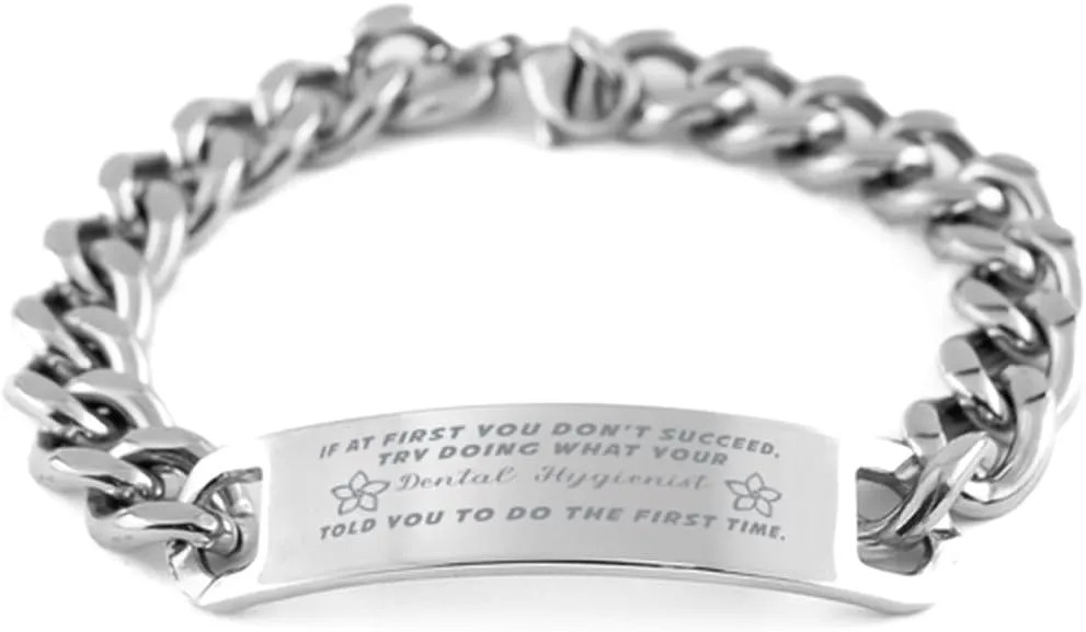 your athletic trainer told you to do the first time., Cuban Link Chain Necklace, Dental Hygienist Gifts GIFTVILLE & SURPRISE Dental Hygienist Bracelet, If at first you don't succeed, try islander aide doing what 