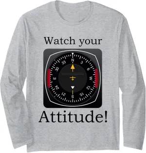 Your Attitude Pilot Aviation Birthday Long Sleeve alphabetically logic T-Shirt Watch 